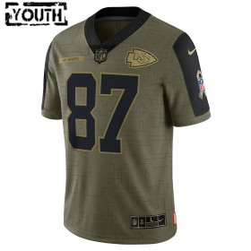 Maillot Enfant Kansas City Chiefs Travis Kelce 87 Nike 2021 Salute to Service